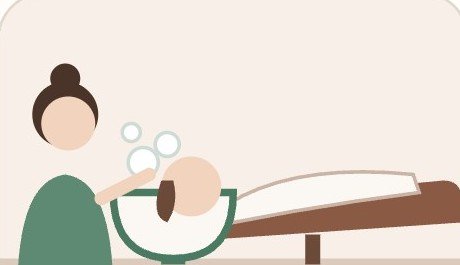 シャンプーをするアシスタントのイラスト