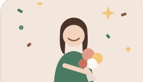 花束を持って笑顔のスタイリストのイラスト