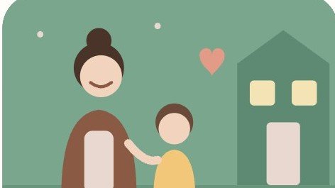 子どもと手をつなぐスタイリストのイラスト